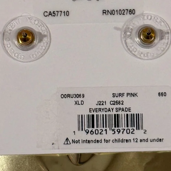 Kate Spade Gold and Pink Spade Stud Earrings NWT - Picture 3 of 3